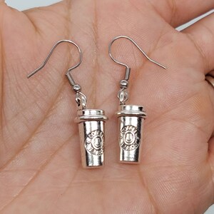 Coffee Cup Charm Dangle Earrings – Cute Coffee Lover Jewelry, Minimalist Beverage Earrings, Gift for Her, Kawaii Coffee Accessory