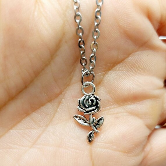 Mini Rose Charm Necklace – Dainty Floral Jewelry, Romantic Rose