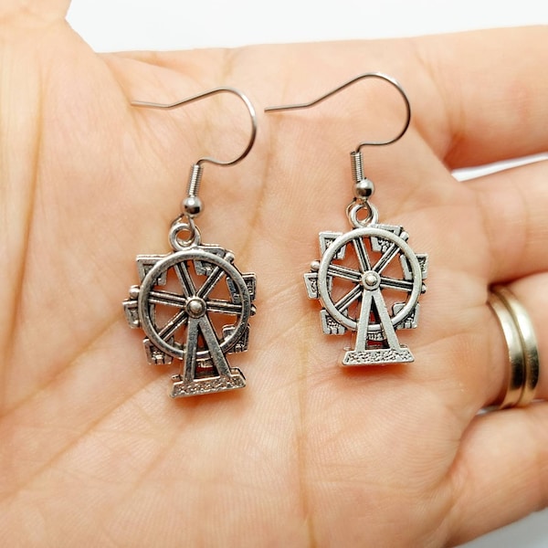 Ferris wheel charms earrings, charm earrings, charm jewelry, charms, fairy chairs, fun earrings, gifts for her