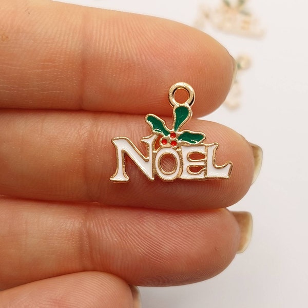 Noel holiday charms, jewelry making supplies, diy jewelry, charms, enamel charms, Christmas charms, holiday jewelry