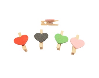 Heart clothespins, clothespin, decorative clip, photo clip, craft supply, heart decor