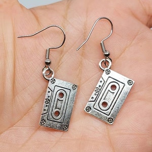 Cassette Tape Charm Earrings – Retro 90s Y2K Jewelry, Vintage Music Lover Gift, Throwback Charm Dangle Earrings, Cute Audio Tape Accessory