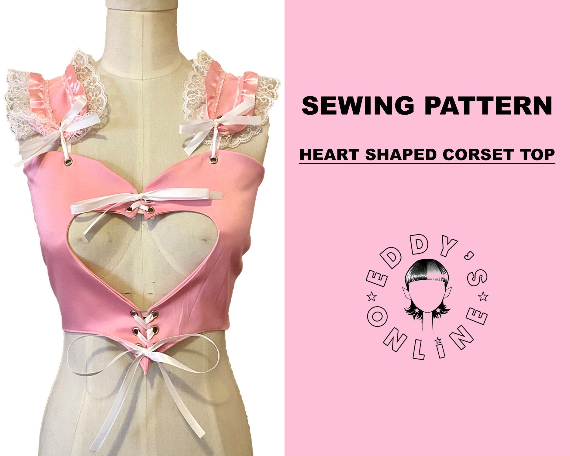 Heart Shaped Corset Top Digital PDF Sewing Pattern US Size Small 1  Printable Size Instant Download -  Finland