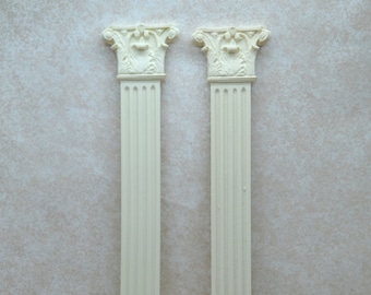 Flat-Backed Fern Column | Ornate Miniature Decor | Set of Two
