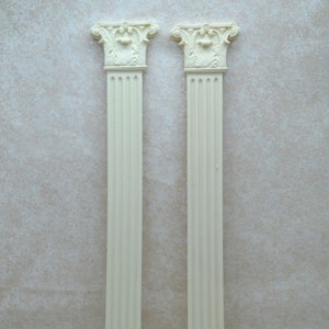 Flat-Backed Fern Column | Ornate Miniature Decor | Set of Two