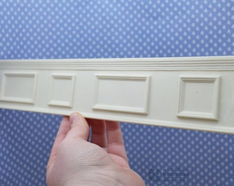 White Resin Raised Panel Wainscoting - 12-Inch Dollhouse Miniature 1:12 Scale Handmade Trim