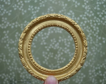 Circular Gold Leaf-Patterned Frame | Miniature for Dollhouses