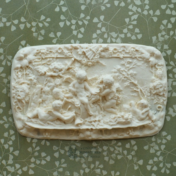 Ornate Cherub Frieze | Miniature Ceiling Carving for Dollhouse