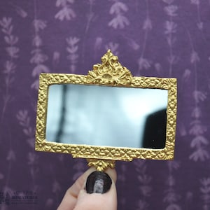 Horizontal Baroque Mirror for Miniature Houses | 2 3/4” x  1 1/2" | Dollhouse Design