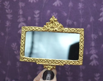 Horizontal Baroque Mirror for Miniature Houses | 2 3/4” x  1 1/2" | Dollhouse Design