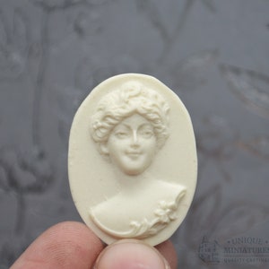 Cameo Bust of Woman with Garland, Set of Two (2) | Decorative Appliqué | Ornamentation for Dollhouse Miniatures