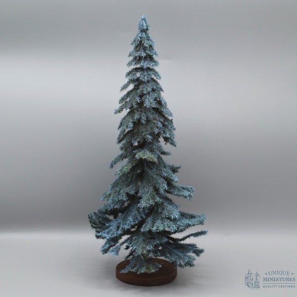 Blue Spruce on Round Base | 8 Inches | Dollhouse Miniature for Garden