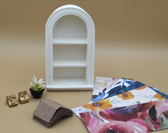 DIY beklede miniatuur boekenkast kit voor poppenhuis