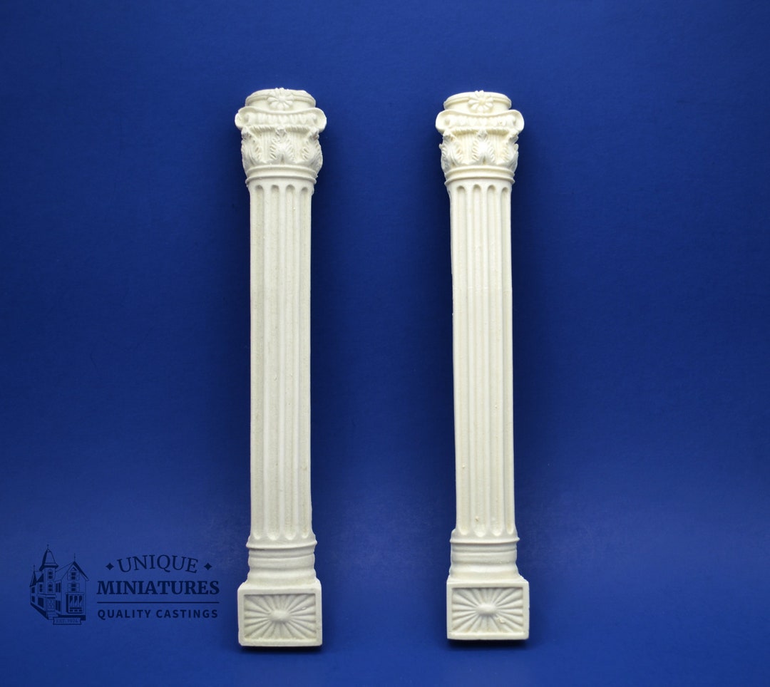 Half Rounded Columns Floral Half-round Column | Ornate Miniature Decor | Set of Two - Etsy