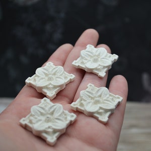 Square Geometric Flower Appliqués | Decorative Appliqués | 4 Count