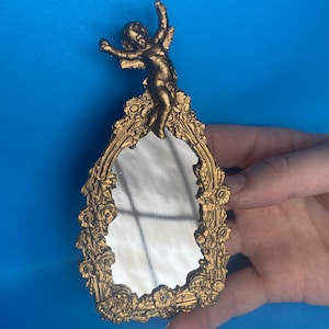 Goldener Engel-Spiegel | 5,5 x 13 cm | Ausschmückung für Puppenhausminiaturen