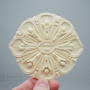 Tulip Medallion Ceiling Carving |  3&quot; diameter  | Miniature Appliqué
