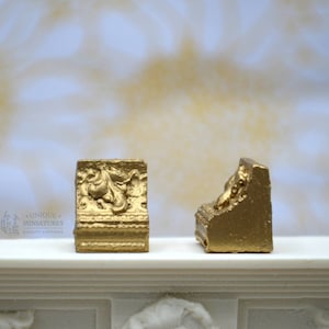 Ornate Miniature Leaf Bookend | Ornamentation for Dollhouse | Set of Two