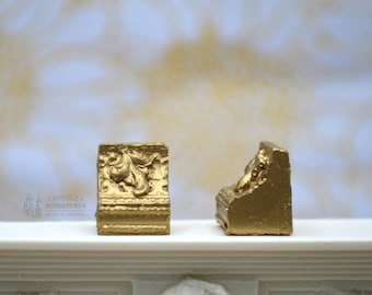 Ornate Miniature Leaf Bookend | Ornamentation for Dollhouse | Set of Two