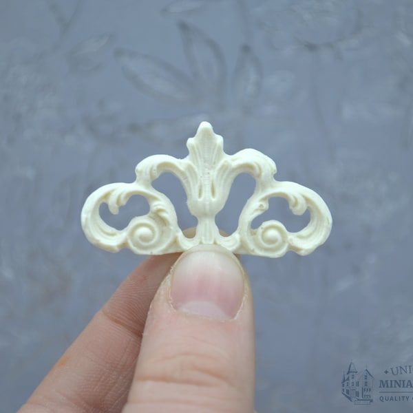 Tiara Scroll Appliqué | Ornamentation for Dollhouse | 2 Count