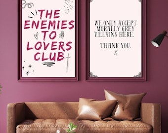 The Enemies to Lovers Club Wall Art Bookish Poster Book merch Booktok Wall Art Dark Romance Book lover gift book club wall art download