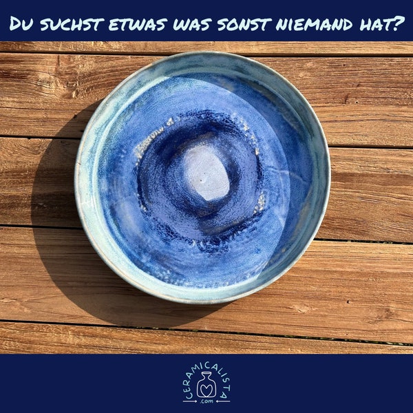 Keramik Teller handgemacht, auch als Dekoteller, blauer Keramik Teller, Servierteller, Geschenk für Sie, beste Freundin Geschenk