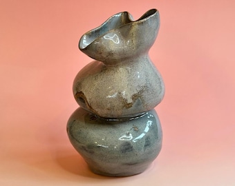 Individuele vaas blauw, keramisch geschenk, decoratieve vazen