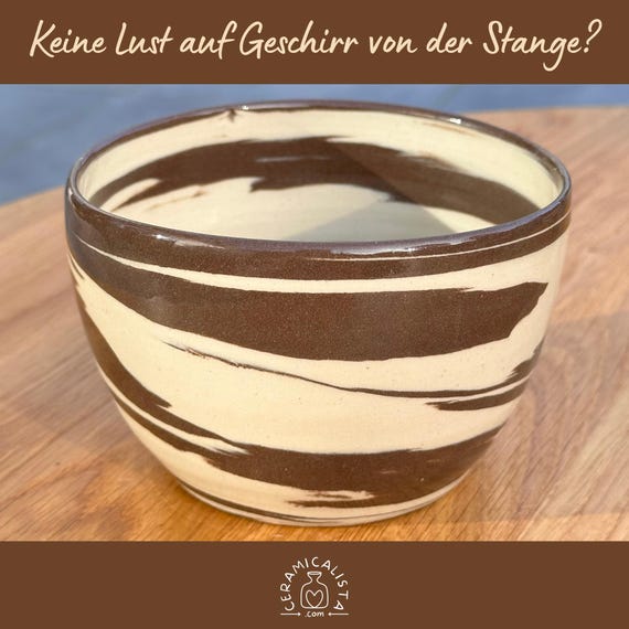 Handgemachte Keramik Schale Braun Beige in Marmoroptik * Ramen Schüssel Keramik, Suppenschüssel, Keramik Schale Mit Marmorierung