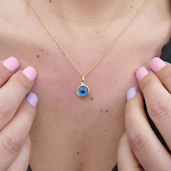 Gold Evil Eye Pendant / Gold Charm / Classic Good Luck Charm / Etsy