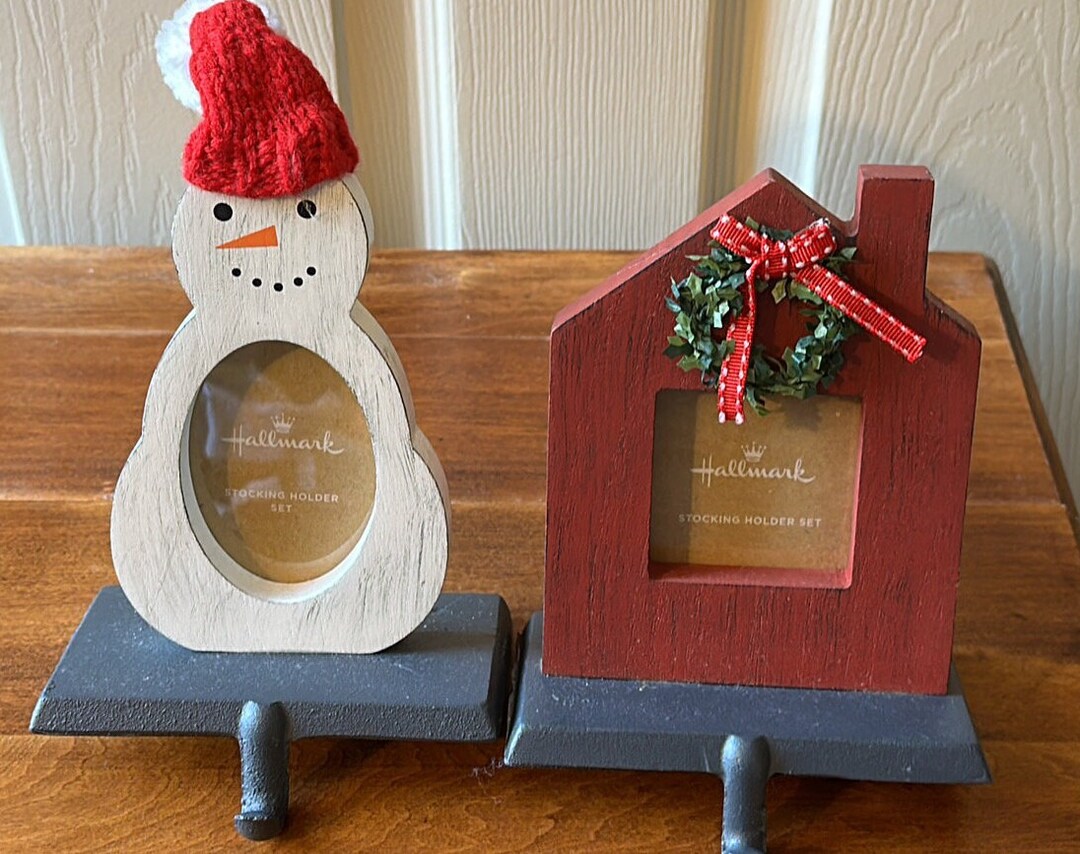 Hallmark Christmas Stocking Holder House and Snowman Picture Etsy