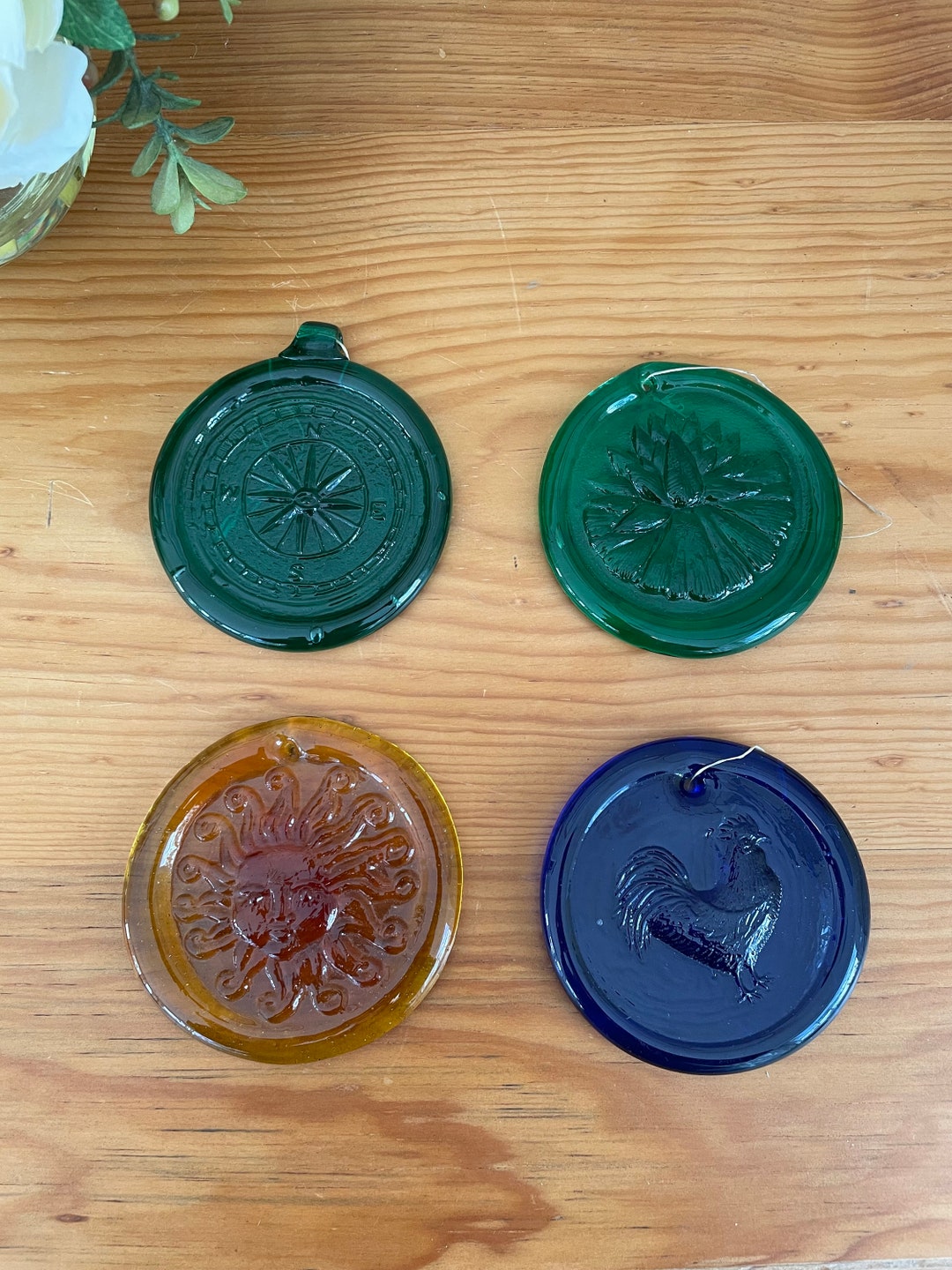 Vintage Pressed Glass Sun Catchers Etsy