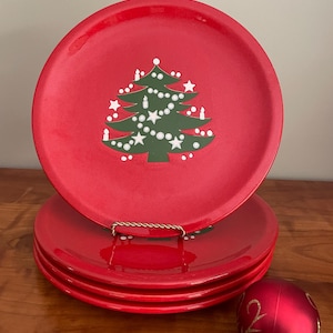 Set Of 4 Vintage Waechtersbach Christmas Tree Serving Plates West Germany 10”