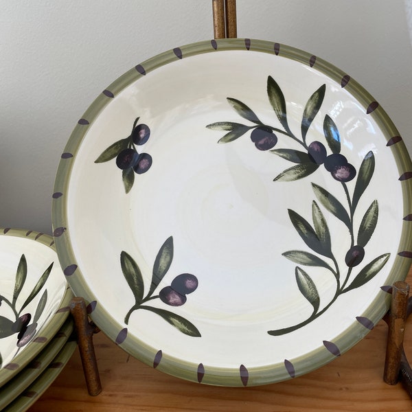 William Sonoma Pasta Bowls - Liguria Olive pattern 4pc set