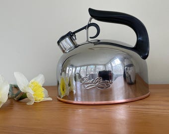 Vintage Paul Revere Signature 2 QT Copper Bottom Whistling Tea Kettle