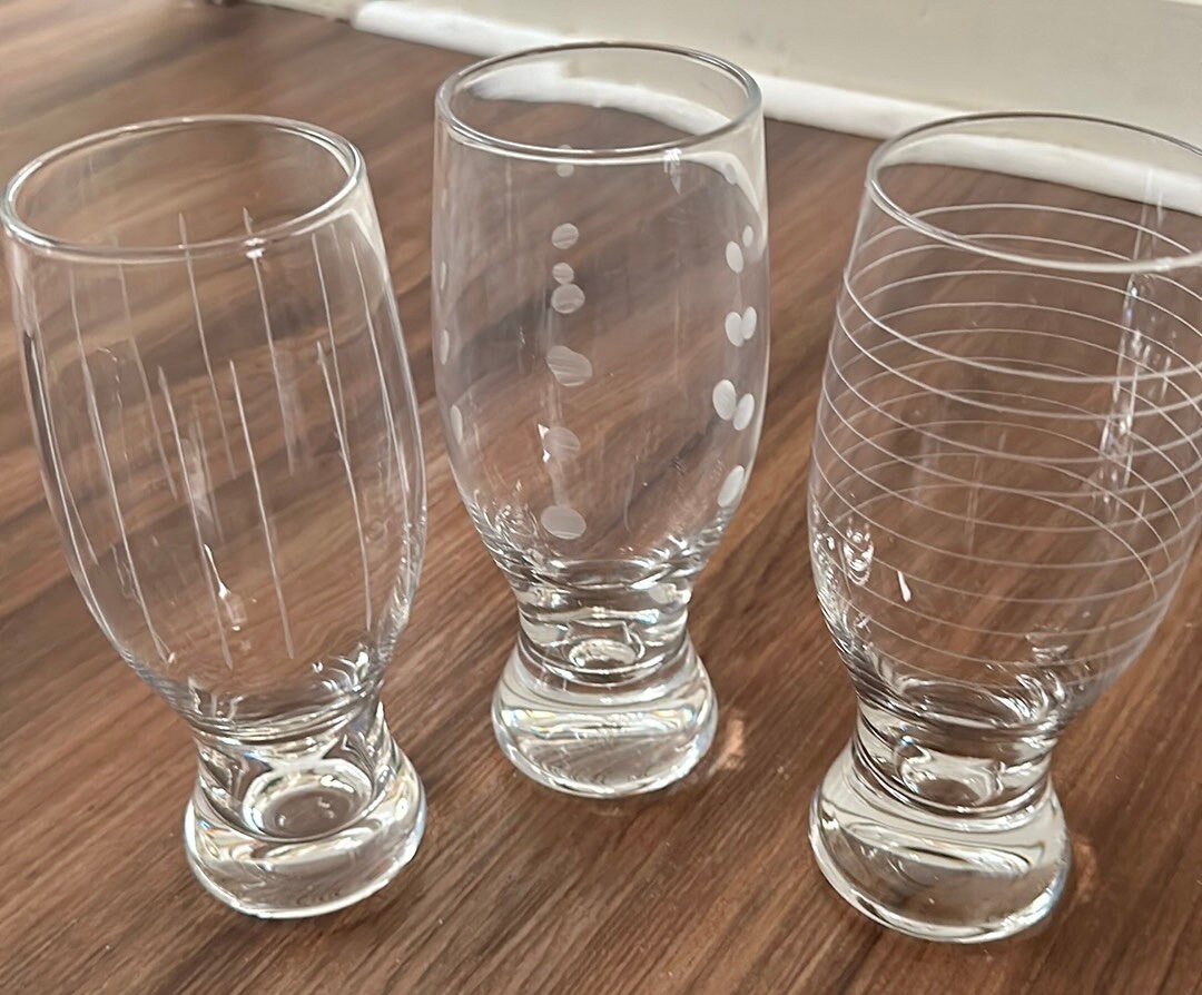 Mikasa Cheer Selections Beer Glass Set of 3 Mismatched Pattern Etsy