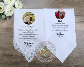 Custom Photo Personalized Wedding Handkerchief for Parents of the Bride/Groom-Wedding Gift Father of the Bride & Mother of the Bride
