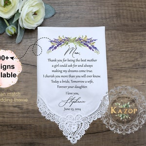 Mother of the Bride Gift & Father of the Bride Gift from the Bride-Mother of Bride Gift-Lavender wedding handkerchief from daughter