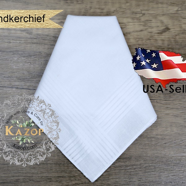 Mens handkerchief bulk-Grooms Wedding Handkerchief-Plain white Handkerchief for Dad-Mens Handkerchief bulk-Mens handkerchief for embroidery