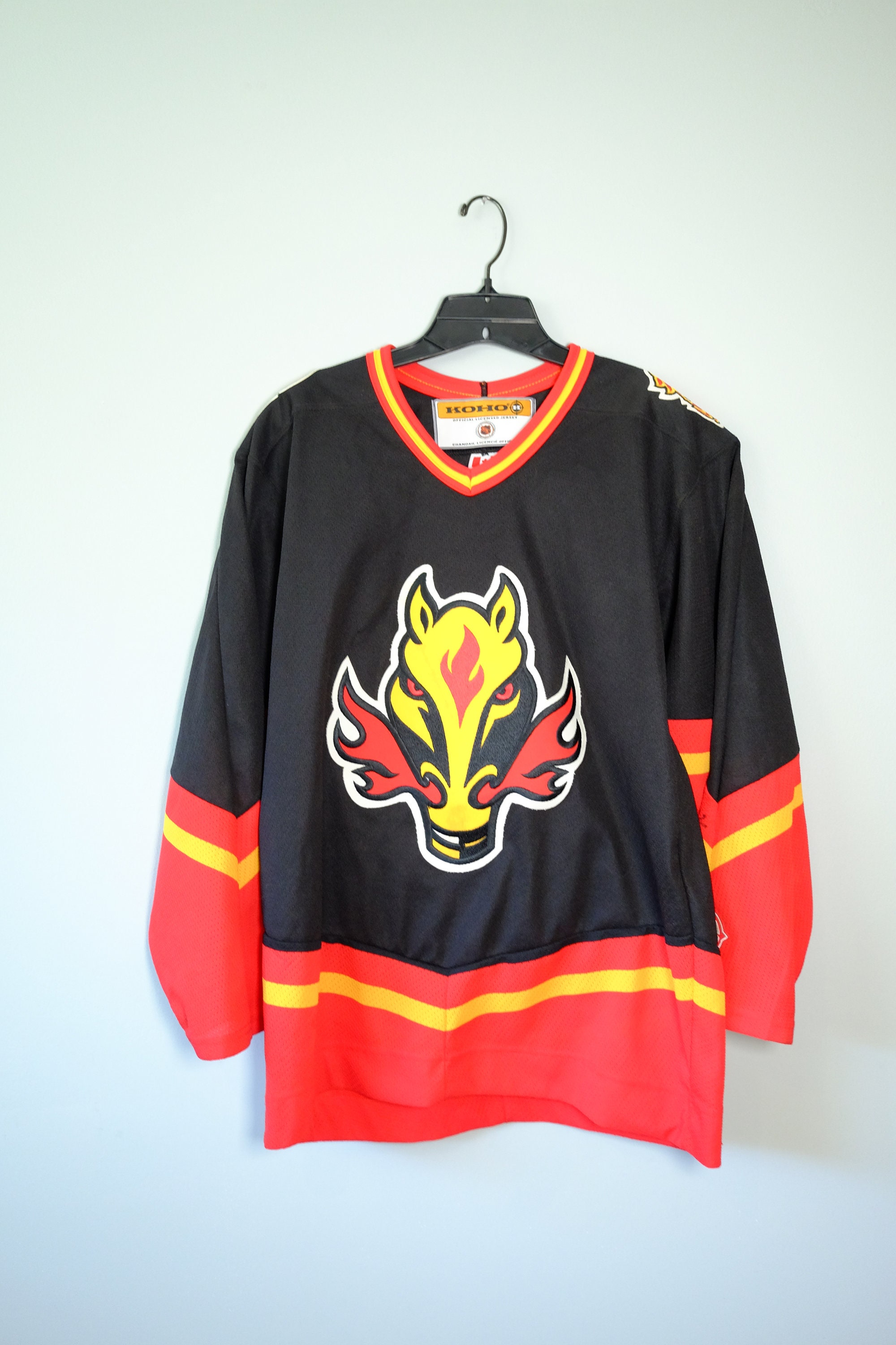 CCM Calgary Flames Blasty Horse Head NHL Jersey Vintage Black Alternate XXL  2XL