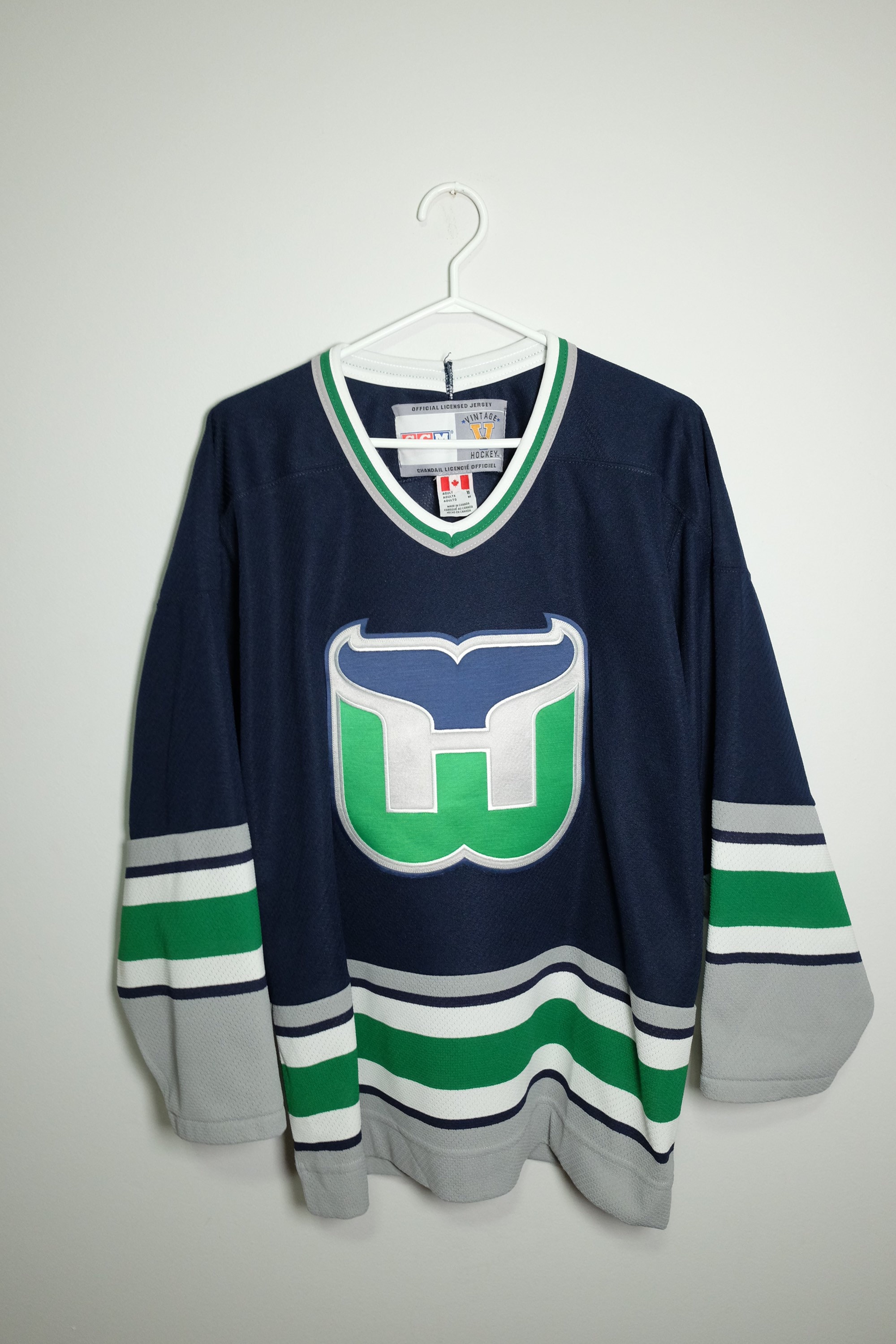 New England Whalers WHA white vintage hockey jersey