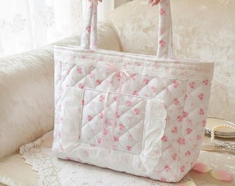 Rose Ribbon- Tote Bag ( Coquette , Cute , Feminine Bag)