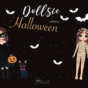 Dollsie Halloween Edition - Printable Paper Dolls, kids, game, Montessori, toys, activities,
