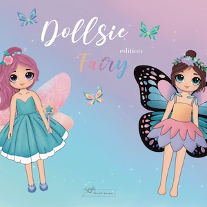 Dollsie Fairy Edition - Muñecas de papel imprimibles, niños, juego, Montessori, juguetes, actividades,