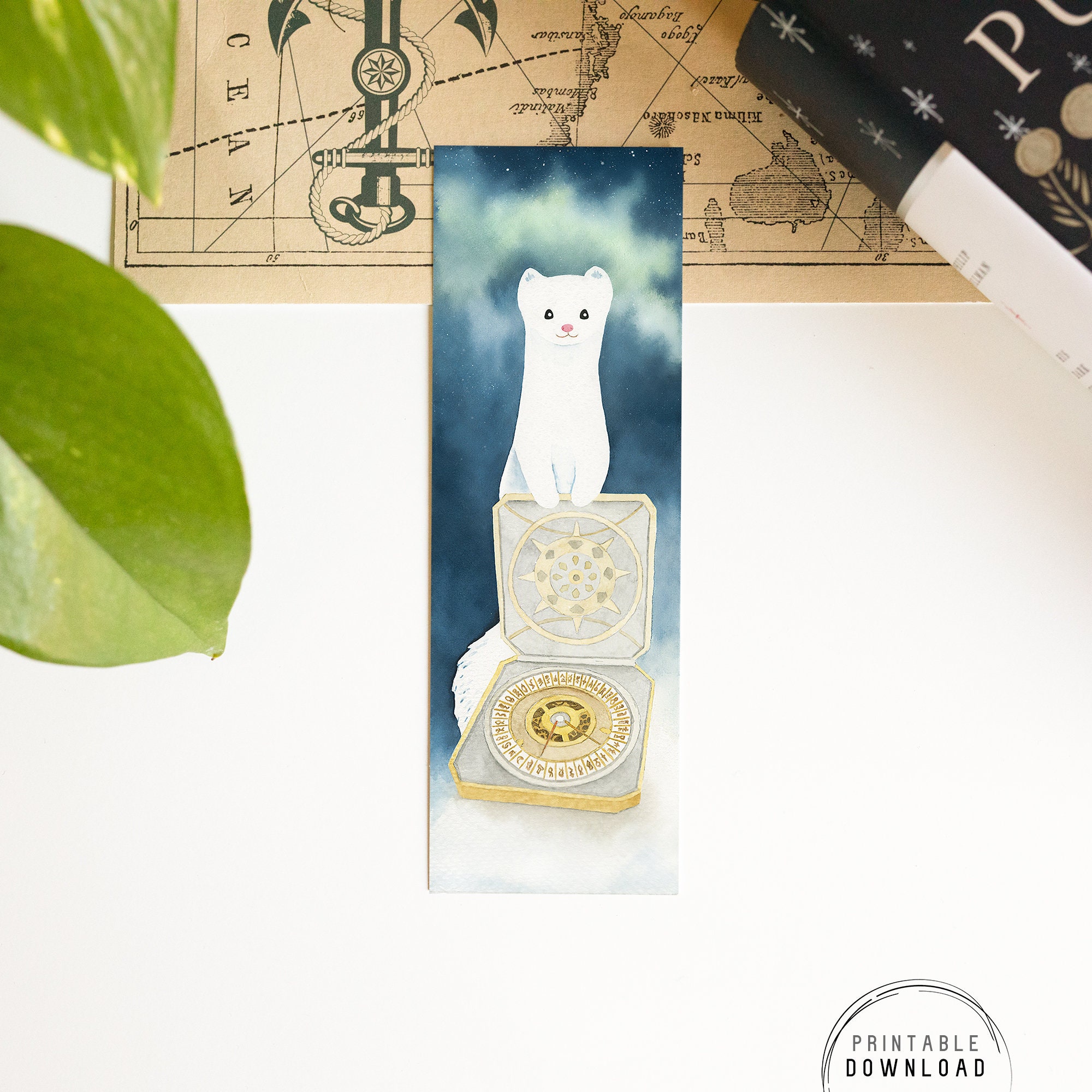 His Dark Materials Bookmark: Pan & Alethiometer Watercolor (digital ...
