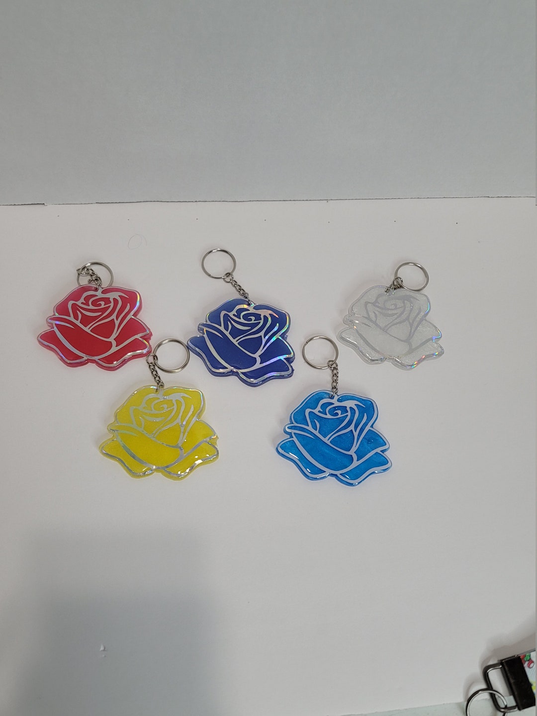 Rohee Keychain Colorful Rose Keychain - Etsy