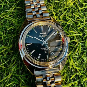 Vintage HMT Kohinoor Para Shock 17 Jewels Hand Winding Men&#39;s Watch | HMT Watch | HMT Black Color Men&#39;s Watch.