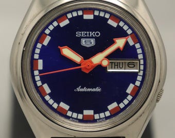 Vintage Seiko 5 Automatic Watch: Japan Made, Black Military Dial