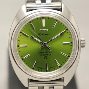 Vintage HMT Kohinoor Para Shock 17 Jewels Hand Winding Men&#39;s Watch | HMT Watch | HMT Green Color Men&#39;s Watch.