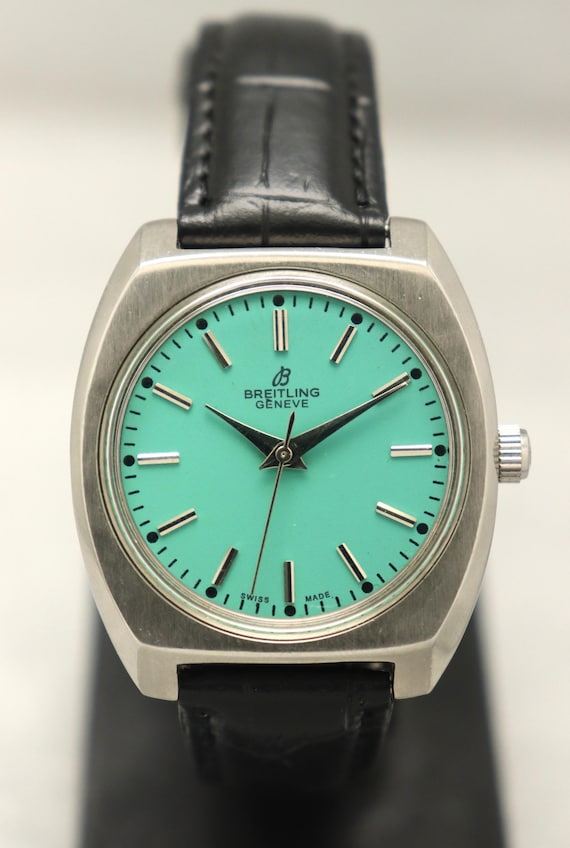80's Vintage Breitling Turquoise Dial Manual Winding Swiss