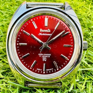 Vintage HMT Kohinoor Para Shock 17 Jewels Hand Winding Men&#39;s Watch | HMT Watch | HMT Red Color Men&#39;s Watch.